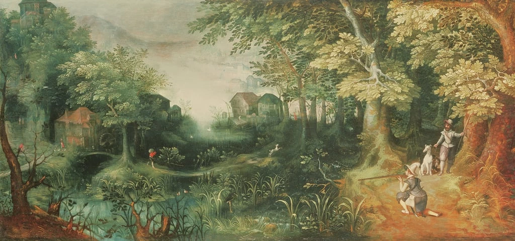 Paesaggio con cacciatori